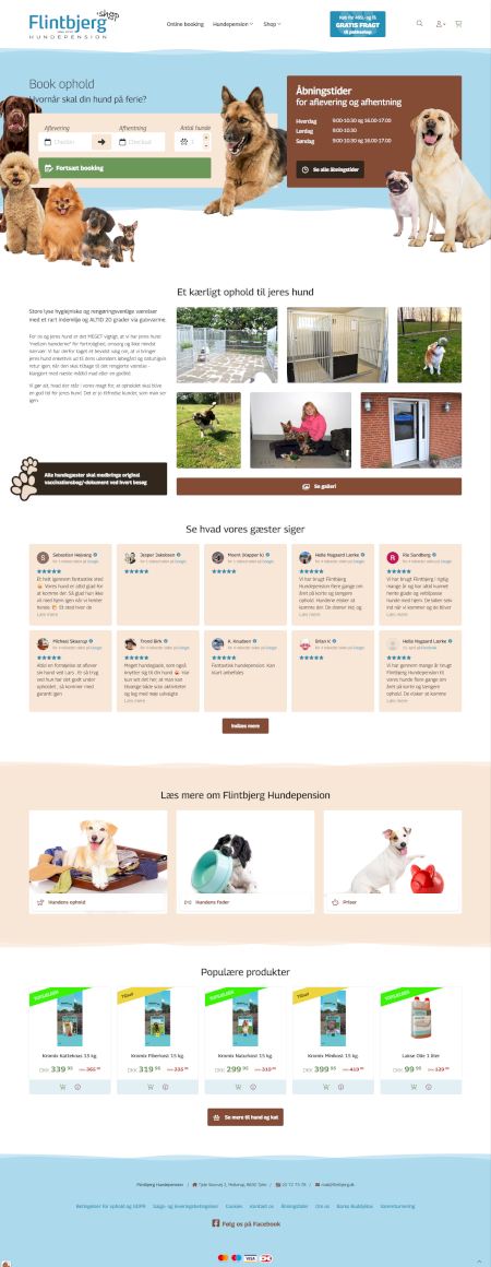 Hjemmeside, webshop og bookingFlintbjerg Hundepension