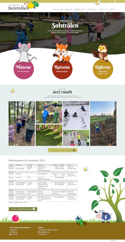 Flot og børnevenlig hjemmeside design til Naturbørnehaven Solstrålen